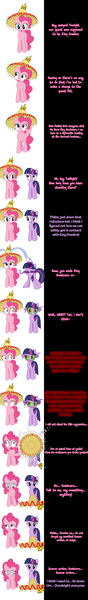 Size: 1000x6840 | Tagged: artist:undead-niklos, comic, comic:pinkie pie says goodnight, dark magic, derpibooru import, king sombra, king sombrero, pinkie pie, pink text, purple text, safe, sombrero, twilight sparkle