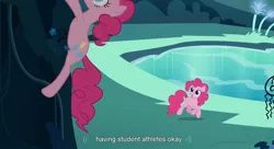 Size: 1587x863 | Tagged: cave, cave pool, clone, derpibooru import, mirror pool, pinkie clone, pinkie pie, safe, screencap, too many pinkie pies, youtube caption, youtube link