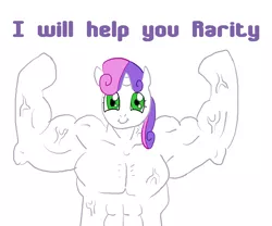 Size: 2197x1826 | Tagged: derpibooru import, fetish, muscle fetish, muscles, overdeveloped muscles, safe, sweetie barbell, sweetie belle