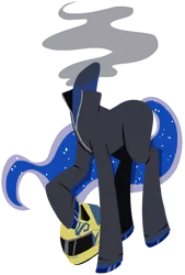 Size: 800x1183 | Tagged: artist:silent ponytagonist, celty sturluson, crossover, derpibooru import, detachable head, disembodied head, dullahan, durarara, headless, headless horse, modular, monster mare, monster pony, parody, princess luna, safe, simple background, solo, spoiler:s03, the headless horse (character), transparent background