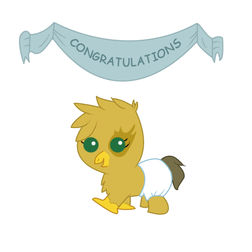 Size: 500x500 | Tagged: safe, artist:slanderxoxo, derpibooru import, oc, unofficial characters only, gryphon, baby, banner, chick, image, png