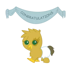 Size: 500x500 | Tagged: safe, artist:slanderxoxo, derpibooru import, oc, unofficial characters only, gryphon, baby, banner, chick, image, png