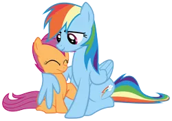 Size: 6438x4518 | Tagged: absurd resolution, artist:waranto, dead source, derpibooru import, happy, rainbow dash, safe, scootaloo, scootalove, simple background, sleepless in ponyville, transparent background, vector, winghug