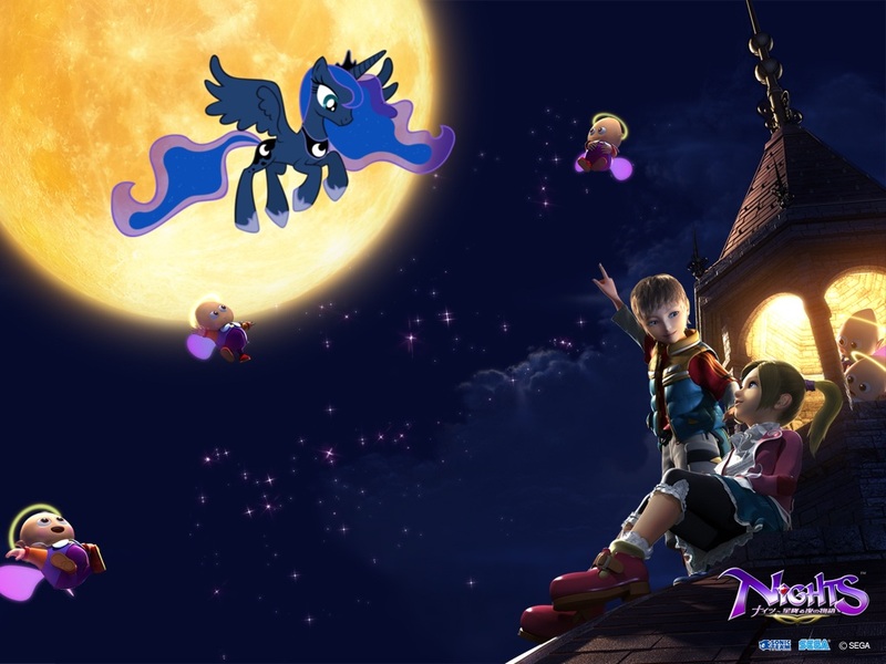 Size: 1024x768 | Tagged: artist:draikjack, crossover, derpibooru import, dream walker luna, nights, nights into dreams, princess luna, safe, wallpaper