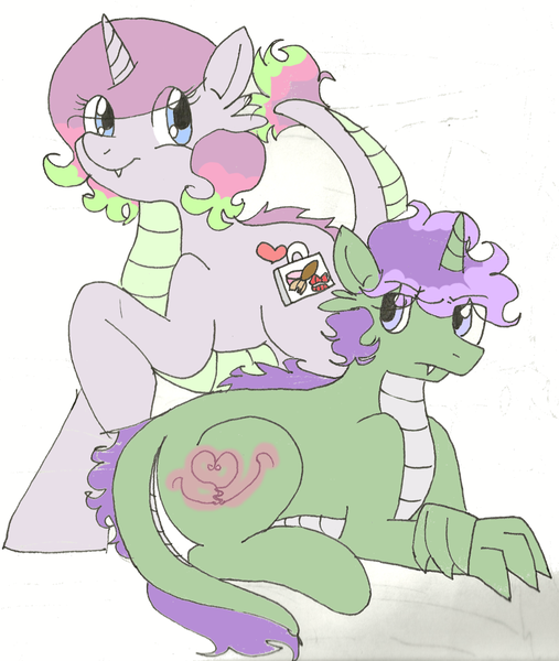 Size: 900x1065 | Tagged: safe, artist:berri-boo, derpibooru import, spike, oc, dracony, hybrid, interspecies offspring, offspring, parent:spike, parents:spikebelle, parent:sweetie belle