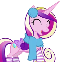 Size: 1000x1000 | Tagged: safe, artist:petraea, derpibooru import, princess cadance, alicorn, pony, clothes, earmuffs, eyes closed, female, mare, scarf, simple background, socks, solo, striped socks, transparent background, vector