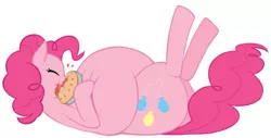 Size: 1229x624 | Tagged: artist:redintravenous, belly, eating, fat, nom-nom, obese, pie, piggy pie, pinkie pie, plot, pudgy pie, safe, solo, stuffing, weight gain