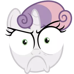 Size: 5000x5000 | Tagged: absurd resolution, artist:tim015, artist:zutheskunk traces, derpibooru import, frown, raised eyebrow, safe, simple background, special eyes, sweetie belle, transparent background, vector, vector trace, wide eyes