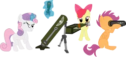 Size: 1850x833 | Tagged: apple bloom, artist:commissarprower, cutie mark crusaders, derpibooru import, heavy weapons team, imperial guard, imperium, mortar, safe, scootaloo, sweetie belle, this will end in tears, warhammer 40k, warhammer (game)