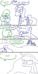 Size: 664x1273 | Tagged: suggestive, artist:the weaver, derpibooru import, princess luna, oc, oc:anon, alicorn, human, pony, comic, dream walker luna, female, inception, mare, scrunchy face, simple background, tiny butt, white background, wide eyes