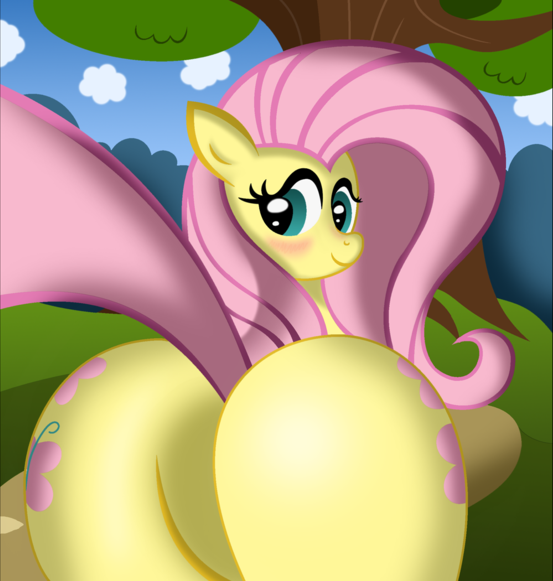 Size: 553x581 | Tagged: artist:ziemniax, derpibooru import, flutterbutt, fluttershy, plot, squishy, squooshy, suggestive