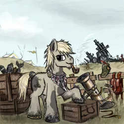 Size: 1024x1018 | Tagged: safe, artist:agm, derpibooru import, oc, unofficial characters only, earth pony, pony, artillery, cannon, gun, howitzer, military, mortar