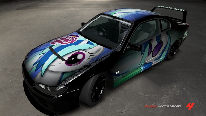 Size: 1280x720 | Tagged: car, derpibooru import, forza motorsport 4, itasha, nissan, nissan silvia, safe, vinyl scratch