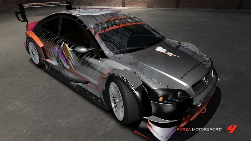 Size: 1280x720 | Tagged: car, forza motorsport 4, itasha, opel, opel astra, opel astra v8 coupe, rainbow dash, safe