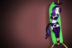 Size: 1280x851 | Tagged: suggestive, artist:lil miss jay, derpibooru import, rarity, anthro, unguligrade anthro, armpits, belly button, bondage, breasts, busty rarity, clothes, duckface, female, femsub, lingerie, rarisub, submissive, underass, underwear