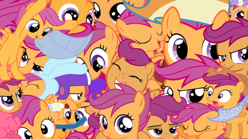 Size: 1920x1080 | Tagged: derpibooru import, helmet, safe, scootaloo, wig