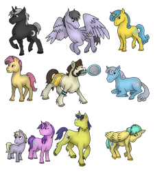 Size: 900x995 | Tagged: safe, derpibooru import, ace, ace point, amethyst star, candy mane, comet tail, dark moon, dinky hooves, graphite, lemon hearts, purple waters, shoeshine, sunshower raindrops, earth pony, pegasus, unicorn, female, filly, male, mare, realistic, sisterly sparkler, sisters, stallion