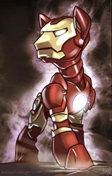 Size: 637x1000 | Tagged: 30 minute art challenge, artist:atryl, clothes, derpibooru import, iron man, ponified, safe, signature, solo, suit