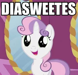 Size: 466x448 | Tagged: cute, derpibooru import, diabetes, diasweetes, dilated pupils, edit, edited screencap, female, image macro, open mouth, safe, screencap, sisterhooves social, smiling, solo, sweetie belle