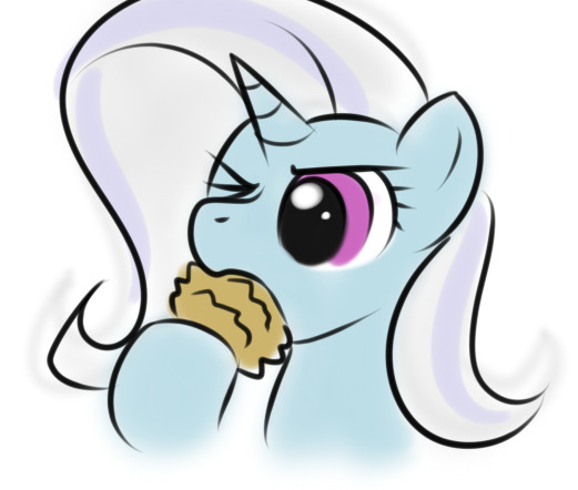 Size: 521x442 | Tagged: safe, artist:kloudmutt, derpibooru import, trixie, pony, unicorn, artifact, bust, eating, female, horn, mare, nom, one eye closed, pinecone, portrait, simple background, solo, trixie eating pinecones, white background