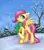 Size: 1578x1800 | Tagged: safe, artist:nyarmarr, derpibooru import, fluttershy, blue sky, clothes, eyelashes, forest, hill, image, looking at you, png, scarf, sky, snow, snowfall, solo, spread wings, tree, wings