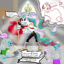 Size: 2000x2000 | Tagged: aloe, artist:bob401, blood, crossover, derpibooru import, drinking, fight, group, kain, legacy of kain, lotus blossom, powered up, princess celestia, rainbow dash, safe, sarafan, soul reaver, spa twins, stained glass
