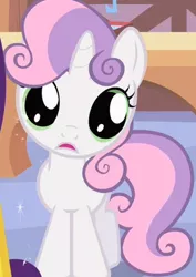 Size: 325x460 | Tagged: safe, derpibooru import, screencap, sweetie belle, pony, unicorn, big eyes, cute, diasweetes, dilated pupils, female, filly, open mouth, reaction image, wide eyes