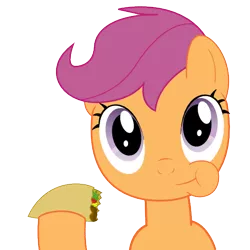 Size: 512x512 | Tagged: artist:bleutaco, derpibooru import, eating, ponies eating meat, puffy cheeks, safe, scootaloo, taco