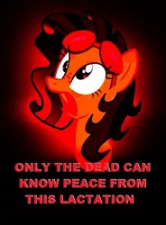 Size: 536x730 | Tagged: artist needed, safe, derpibooru import, oc, oc:milky way, unofficial characters only, pony, female, image macro, lactation, mare, only the dead can know peace from this evil, solo