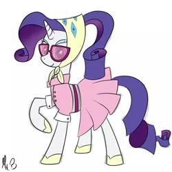 Size: 1600x1600 | Tagged: artist:greseres, camping outfit, derpibooru import, glasses, raised hoof, rarity, safe, sleepless in ponyville, solo