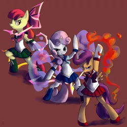 Size: 3300x3300 | Tagged: anime, apple bloom, artist:fauxsquared, clothes, costume, cutie mark crusaders, derpibooru import, safe, sailor mars, sailor mercury, sailor moon, scootaloo, sweetie belle