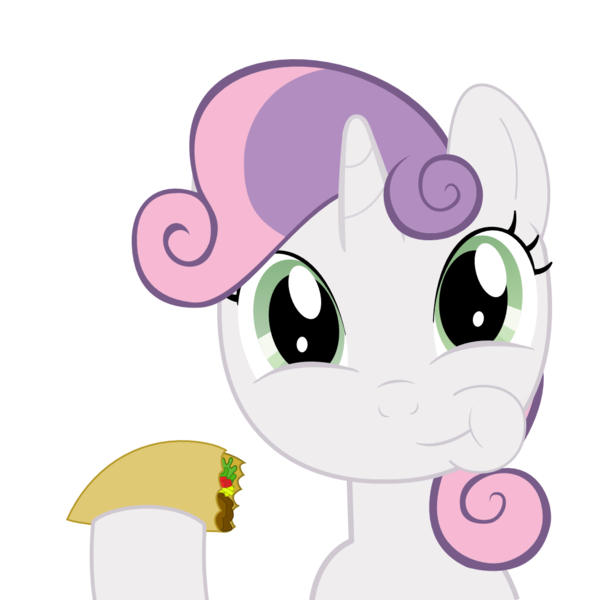 Size: 1024x1024 | Tagged: artist:bleutaco, chewing, derpibooru import, eating, ponies eating meat, puffy cheeks, safe, sweetie belle, taco, taco belle