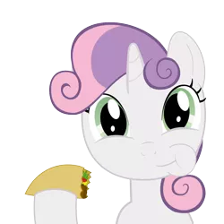 Size: 1024x1024 | Tagged: artist:bleutaco, chewing, derpibooru import, eating, ponies eating meat, puffy cheeks, safe, sweetie belle, taco, taco belle