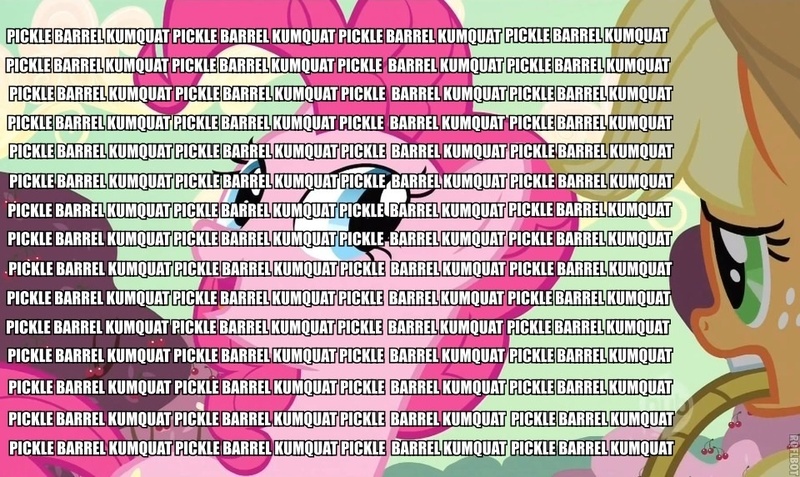 Size: 960x572 | Tagged: safe, derpibooru import, edit, edited screencap, screencap, applejack, pinkie pie, the last roundup, kumquat, wall of text