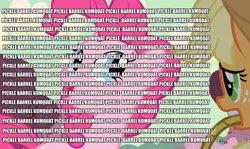 Size: 960x572 | Tagged: safe, derpibooru import, edit, edited screencap, screencap, applejack, pinkie pie, the last roundup, kumquat, wall of text