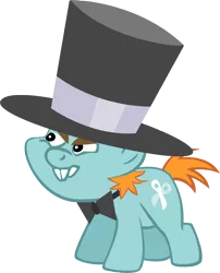 Size: 2024x2505 | Tagged: artist:chromadancer, bowtie, derpibooru import, hat, safe, simple background, snips, solo, top hat, transparent background, unamused, vector