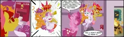 Size: 3715x1127 | Tagged: apple bloom, artist:dunnstar, cheerilee, comic, cutie mark crusaders, derpibooru import, fire, fire alarm, net, perry bible fellowship, safe, scootaloo, sweetie belle