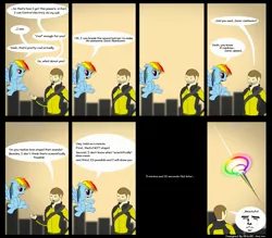 Size: 2466x2158 | Tagged: artist:rncillo, cole macgrath, comic, crossover, derpibooru import, grammar error, human, infamous, rainbow dash, safe, sonic rainboom, yaranaika