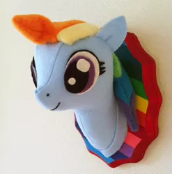Size: 478x484 | Tagged: artist:misfitmenagerie, derpibooru import, etsy, irl, mounted head, photo, plushie, rainbow dash, safe, solo, trophy