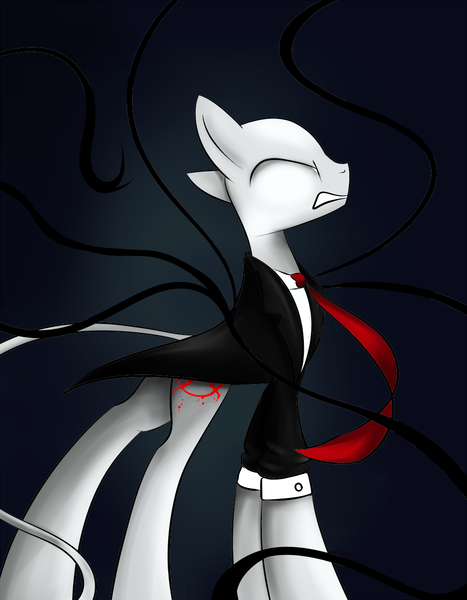 Size: 933x1200 | Tagged: artist:kairaanix, derpibooru import, grimdark, ponified, slenderman, slendermane, slenderpony