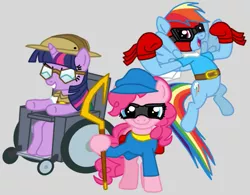 Size: 803x626 | Tagged: artist:death-driver-5000, bentley, crossover, derpibooru import, murray, pinkie pie, rainbow dash, safe, sly cooper, the cooper gang, twilight sparkle