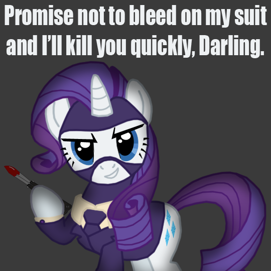 Size: 540x540 | Tagged: semi-grimdark, artist:death-driver-5000, derpibooru import, rarity, pony, unicorn, blood, clothes, crossover, female, implied murder, knife, mare, rarispy, solo, spy, team fortress 2