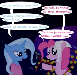 Size: 3000x2941 | Tagged: a christmas carol, artist:dazed-and-wandering, comic, derpibooru import, jacob marley, pinkie pie, safe, trixie