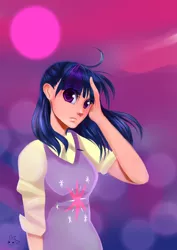 Size: 2480x3507 | Tagged: safe, artist:tunna10, derpibooru import, twilight sparkle, human, abstract background, clothes, cutie mark on clothes, female, high res, humanized, solo