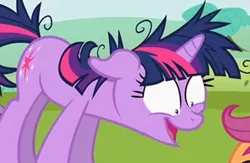 Size: 298x194 | Tagged: safe, derpibooru import, screencap, scootaloo, twilight sparkle, unicorn, lesson zero, reaction image, solo focus, twilight snapple, twilynanas, unicorn twilight