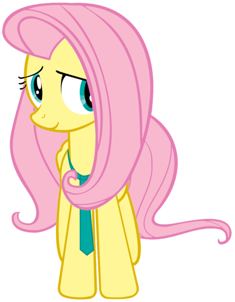 Size: 944x1213 | Tagged: artist:totallynotabronyfim, cute, derpibooru import, fluttershy, necktie, safe, smiling