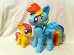 Size: 1339x1000 | Tagged: safe, artist:planetplush, derpibooru import, rainbow dash, scootaloo, pony, irl, photo, plushie