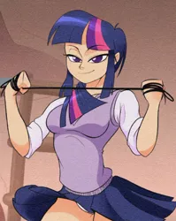 Size: 600x755 | Tagged: artist:mrw32, breasts, clothes, cropped, derpibooru import, female, femdom, human, humanized, panties, rope, seductive, sexy, sinfully sexy, skirt, solo, solo female, suggestive, twidom, twilight sparkle, underwear, upskirt