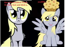 Size: 1496x1072 | Tagged: safe, derpibooru import, derpy hooves, pegasus, pony, female, madd manor, mare, muffin, palindrome get, underp