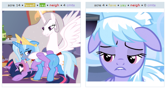 Size: 530x284 | Tagged: cloudchaser, derpibooru import, exploitable meme, juxtaposition, juxtaposition win, meta, princess celestia, princess molestia, questionable, trixie, twilight sparkle